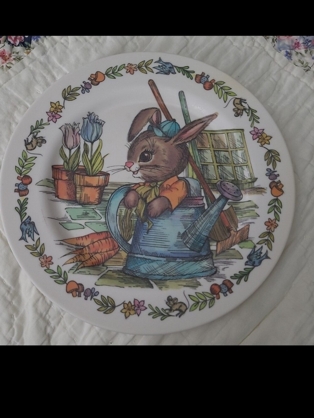 Vintage 1970s Children's Oneida Deluxe Melamine PETER RABBIT Plate, 8" diameter